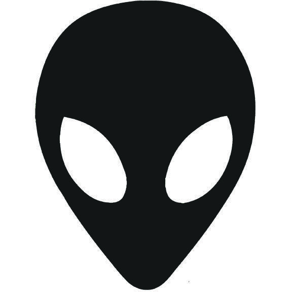 Black and White Alien Logo - Alien Head Sticker Large -