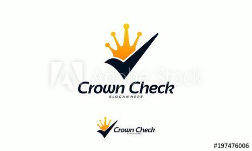 Yellow Check Logo - Crown Check logo designs concept, King Crown logo template - Buy ...
