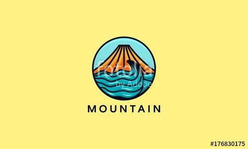 Ocean with Mountain Logo - Mountain logo emblem, Mountain and ocean logo designs vector