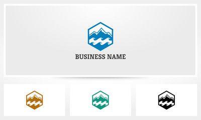 Ocean with Mountain Logo - Mountain Peak Ocean Logo this stock vector and explore similar