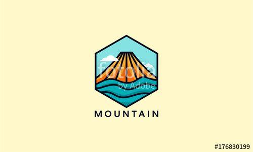 Ocean with Mountain Logo - Mountain logo emblem, Mountain and ocean logo designs vector ...