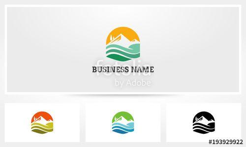 Ocean with Mountain Logo - Landscape Mountain Pine Tree Lake Ocean Logo Stock image