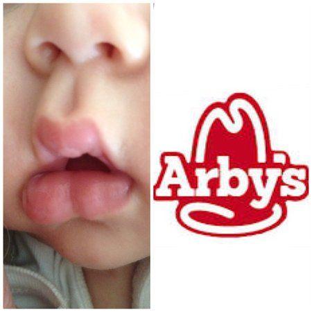 Arby's Logo - But her lips look like the Arby's logo
