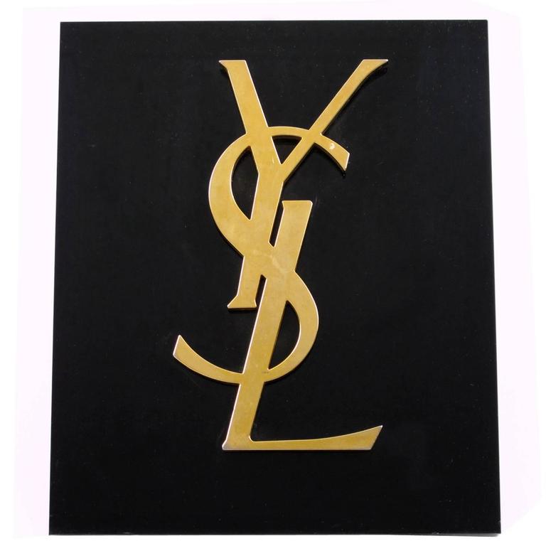 YSL Logo - Vintage Yves Saint Laurent Store Display Sign Huge YSL Logo on Black ...