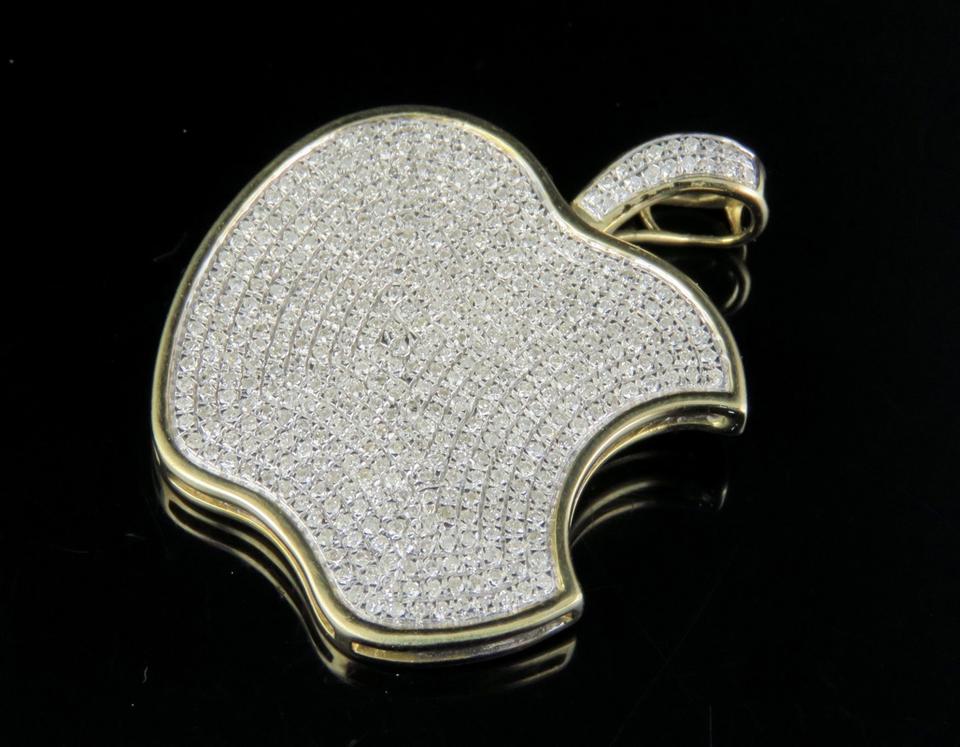 Apple Diamond Logo - Jewelry Unlimited 10k Yellow Gold Iced Out Diamond Apple Logo ...