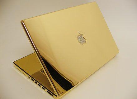 Gold and Diamond Apple Logo - The 24-carat gold MacBook Pro, with diamond studded Apple logo