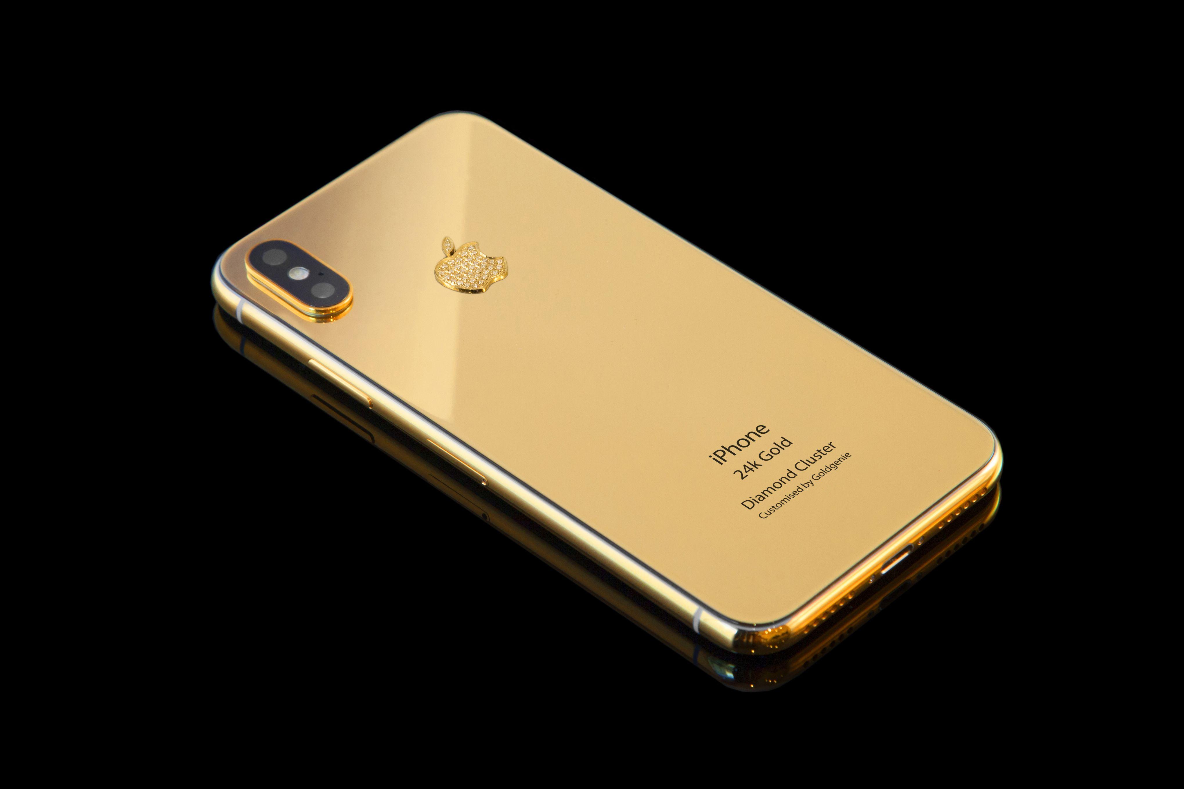 Gold and Diamond Apple Logo - iPhone Xs Diamond Cluster (5.8