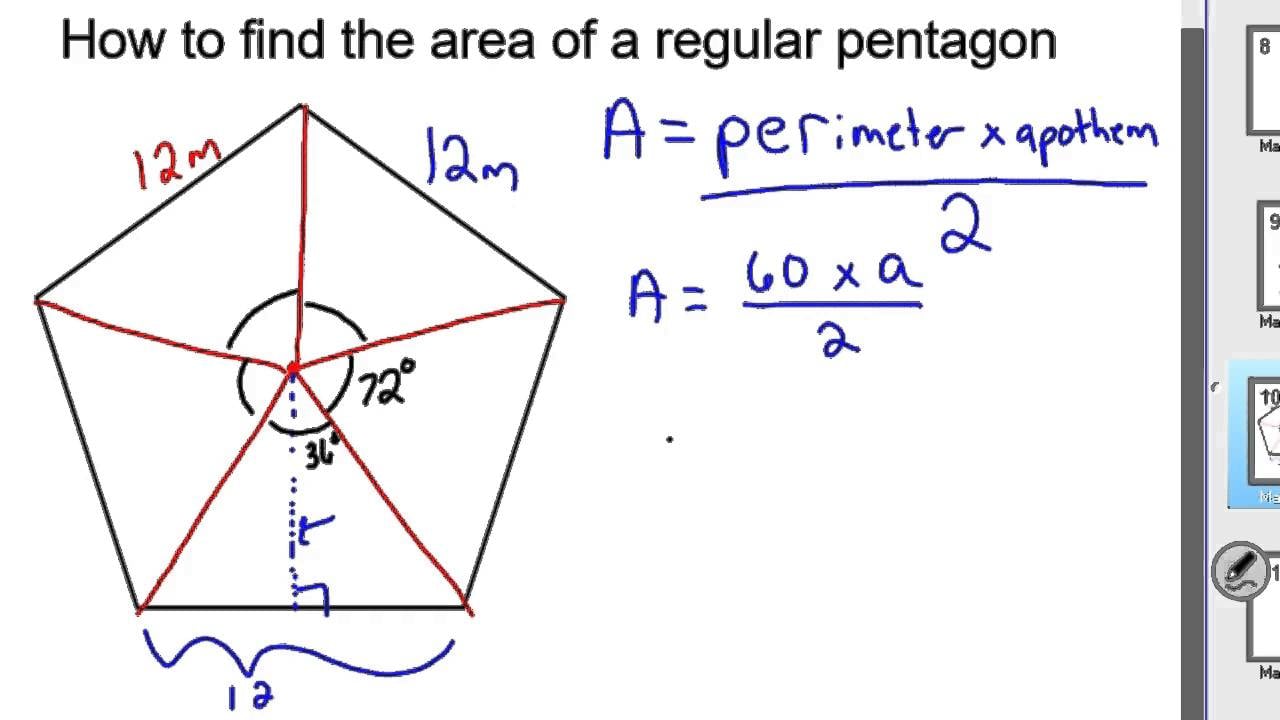 Pentagon with Two Red Triangles Logo - How to find the Area of a pentagon - YouTube