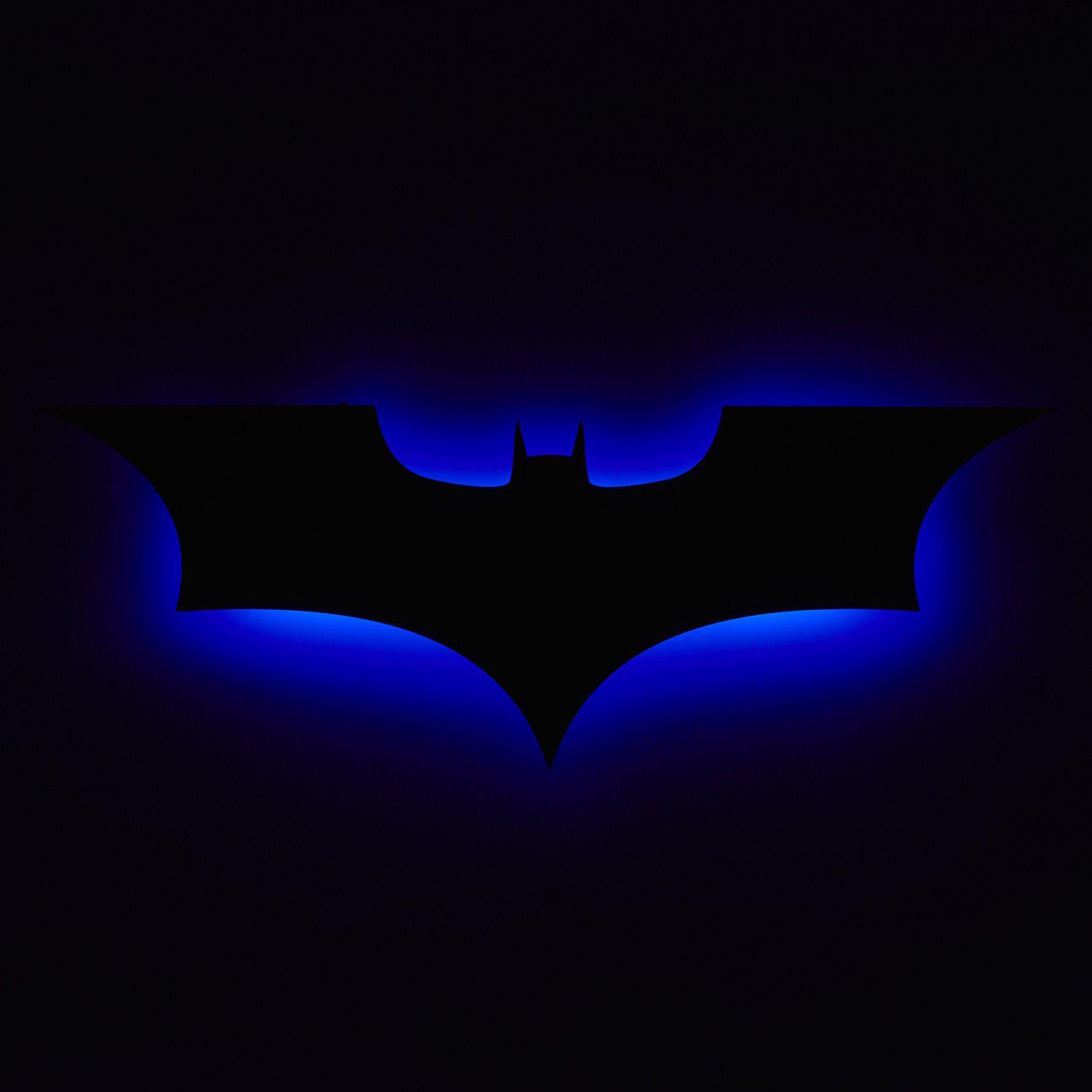 Blue Batman Logo - Dark Knight Logo // Blue // Floating Metal Wall Art // LED Backlit ...
