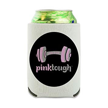 Amazon Drink Logo - Pink Tough Barbell Cancer Logo Can Cooler - Drink Sleeve Hugger ...