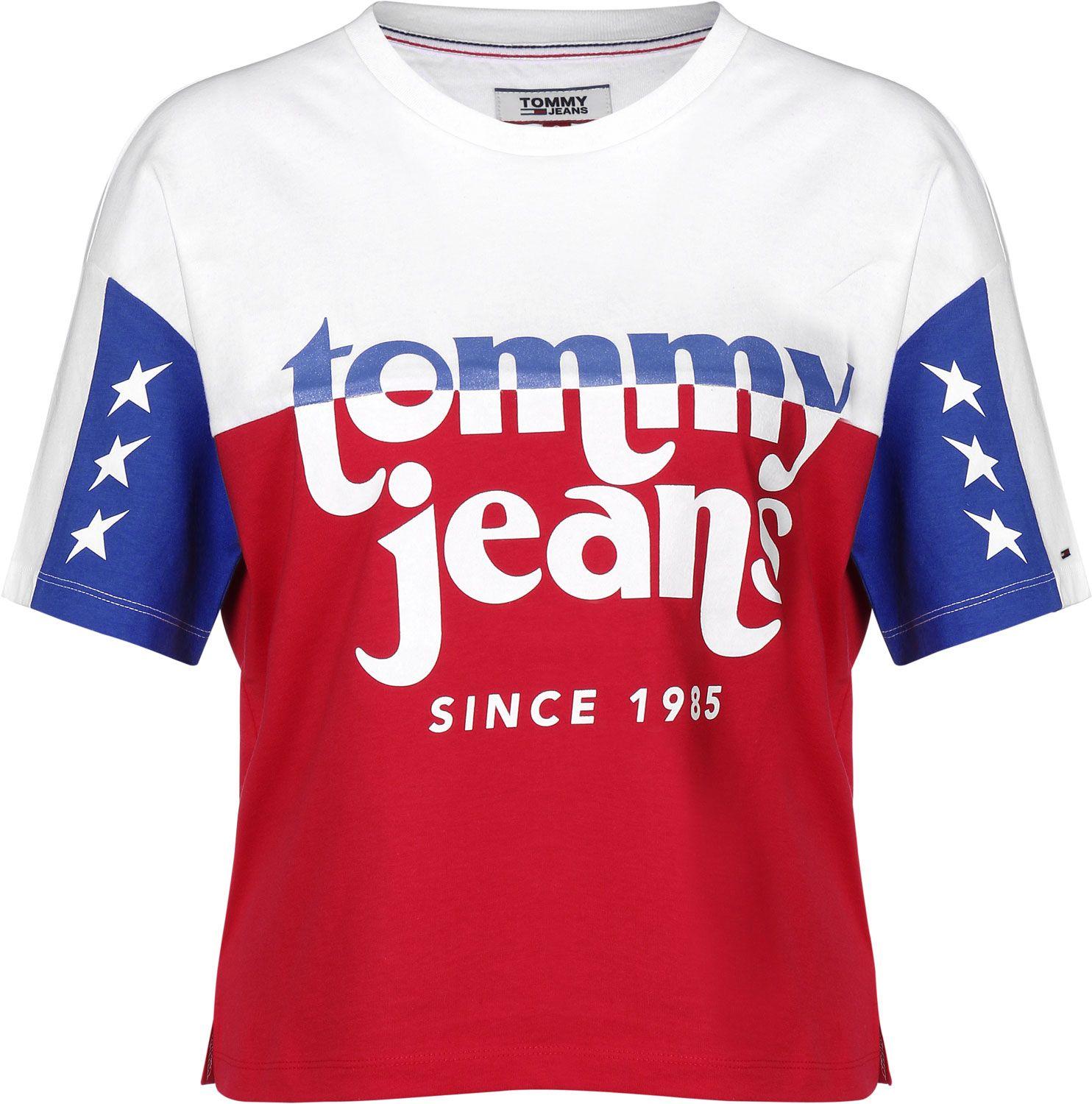 Red Block with White a Logo - Tommy Jeans Color Block Logo W T-shirt red white blue