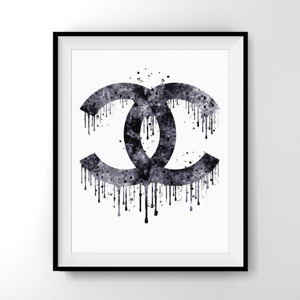 Coco Channel Logo - Coco Chanel Logo Art Print Poster Black Drip