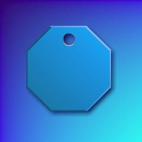 Blue Octagon Logo - Aluminium Pet Tags - Light Blue - Octagon Shape | The Tag Market