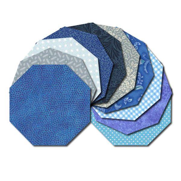 Blue Octagon Logo - Blue octagon fabric charm packs. Blue fabric octagons