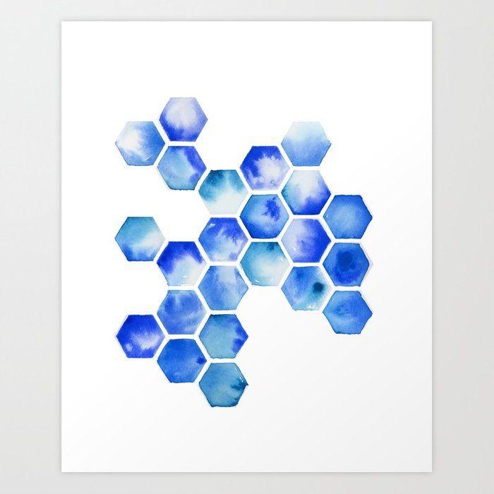 Blue Octagon Logo - Blue Octagon Pattern Art Print