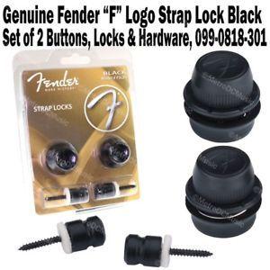Black S Two F Logo - Genuine Fender F Logo Strap Locks Black Set of 2 Mounting Hardware