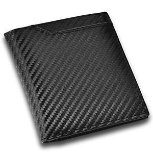 Black S Two F Logo - CRESTIA Two Fold Wallet Men's Carbon Leather (black) F S W Tracking
