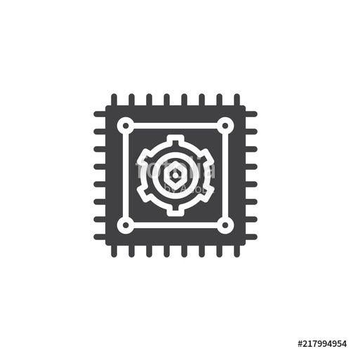 CPU Chip Logo - Processor vector icon. filled flat sign for mobile concept and web