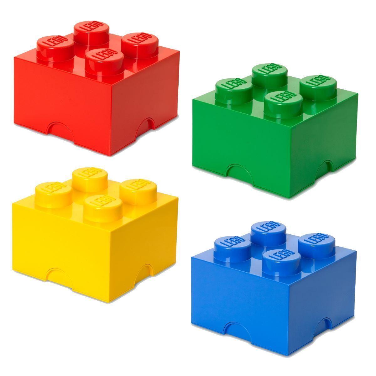 Brick Red Green Blue Logo - Lego Medium Storage 4 Brick Red Blue Yellow Green Kid's Toy Box