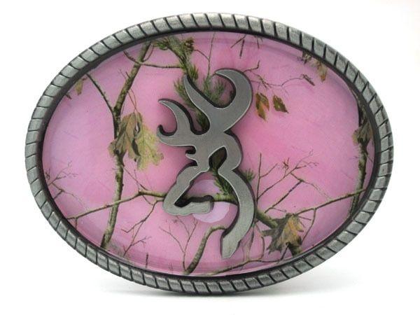 Pink Camo Browning Logo - Oval Pink Camouflage Browning Belt Buckle In Buckles & Hooks