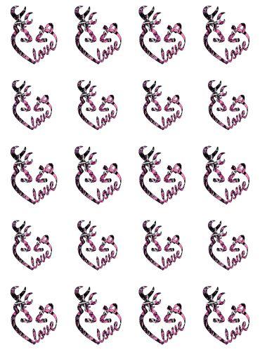 Pink Camo Browning Logo - 20 Water Slide Nail Decals * Deer Pink Camo Country Love