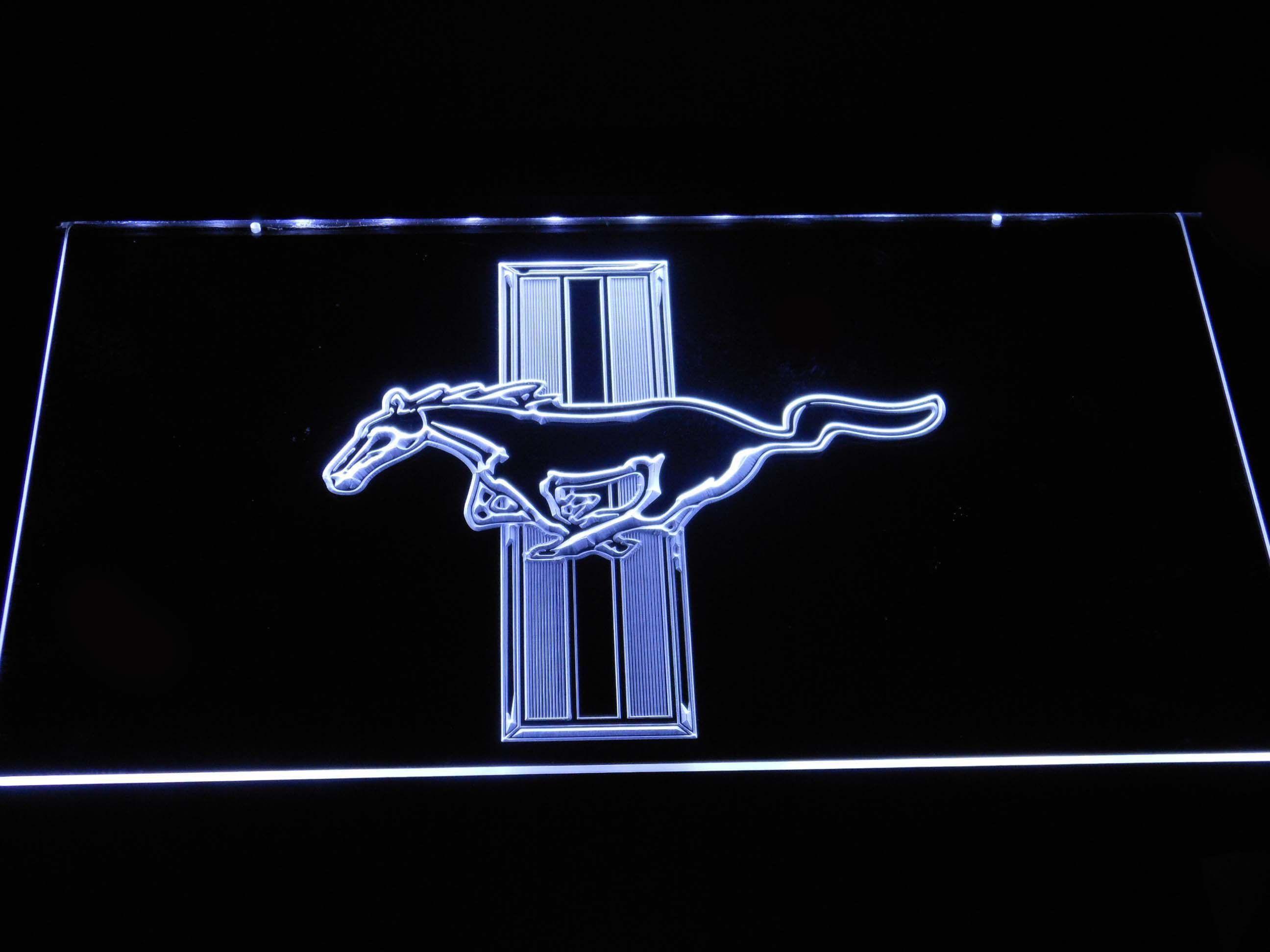 3 Blue Bars Logo - Ford Mustang Bars Logo LED Neon Sign | SafeSpecial