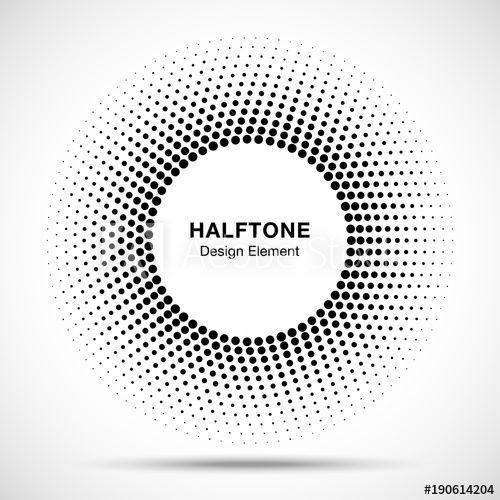 Circle Frame Logo - Black Abstract Circle Frame Halftone Dots Logo Design Element for ...