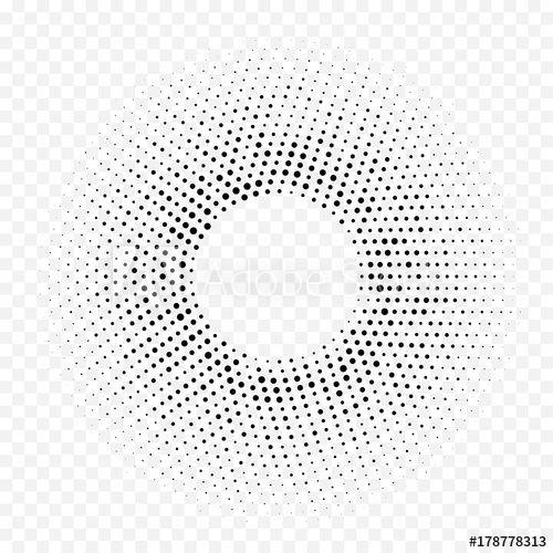 White with Black Dot Circle Logo - Halftone dotted circular pattern geometric background. Vector ...