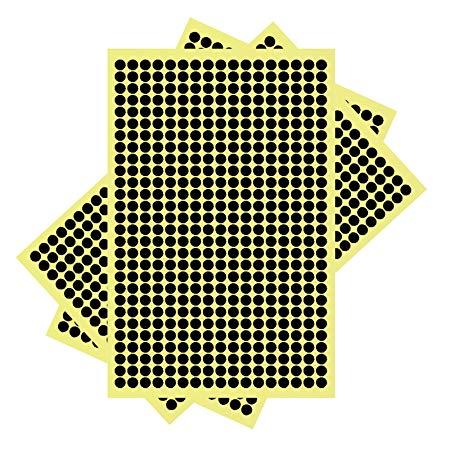 Black Dot Circle Logo - 6mm Round Dots - Self Adhesive Stickers - 10 Sheets 4000 Dots (Black ...