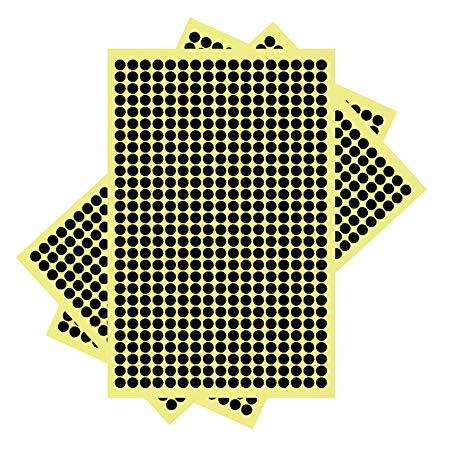 Black Dot Circle Logo - 6mm Round Dots Adhesive Stickers Sheets 4000 Dots Black