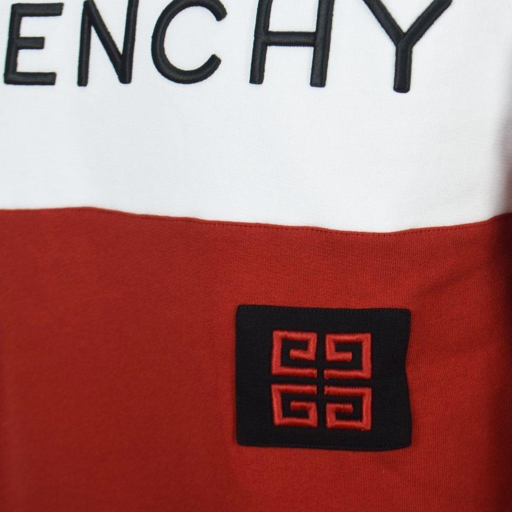 Red Block with White a Logo - GIVENCHY Dark Red / White Block Logo Sweatshirt - Men from ...
