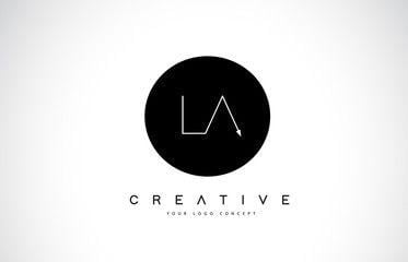 La Logo - LA L A Logo Design with Black and White Creative Text Letter Vector