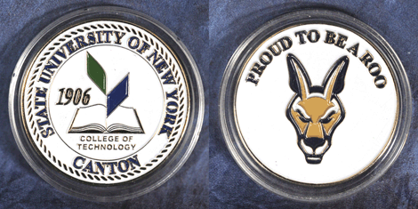 SUNY Canton Kangaroo Logo - Challenge coin' issued by SUNY Canton Veterans Association as