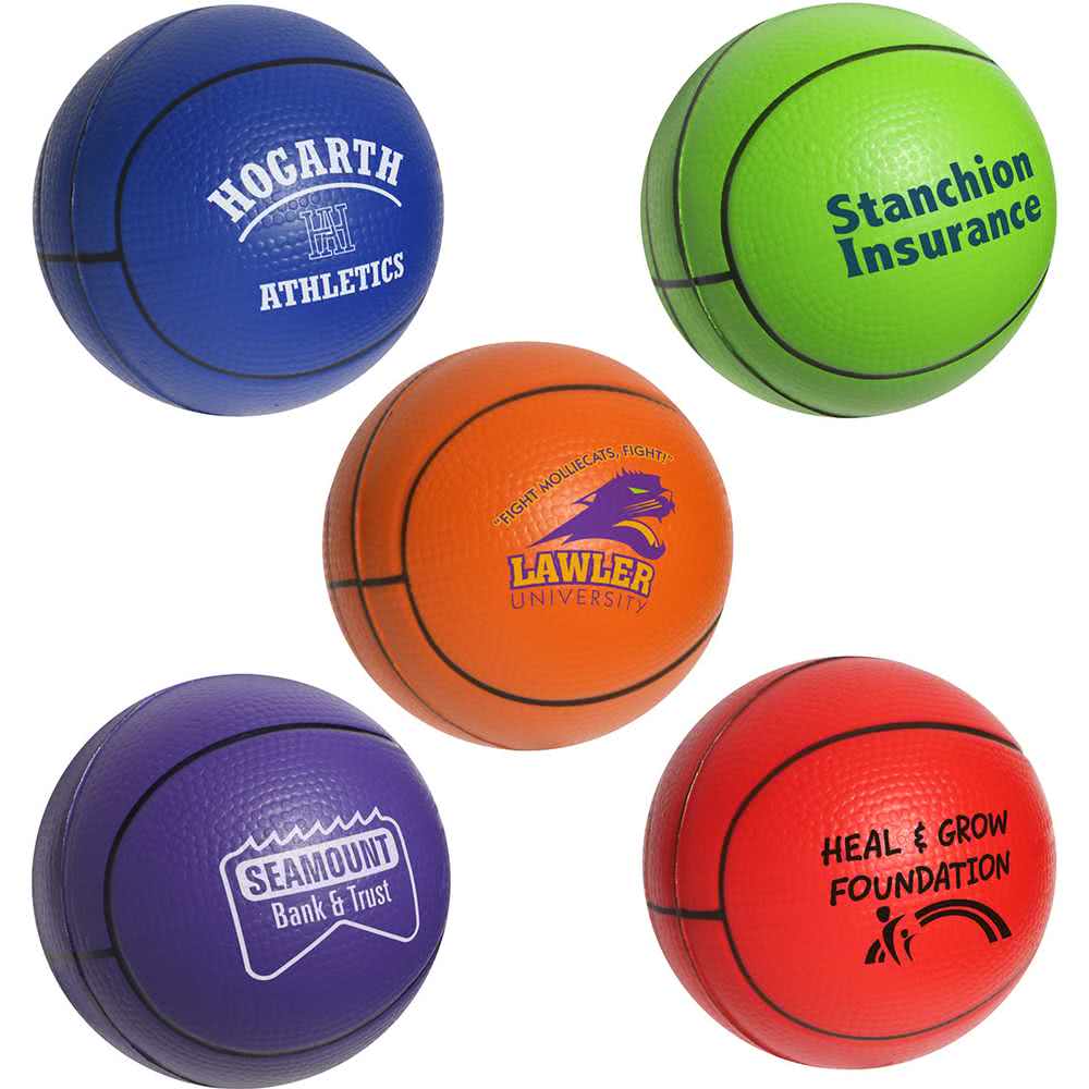 Stress Balls with Company Logo - Promotional Basketball Stress Balls with Custom Logo for $0.77 Ea