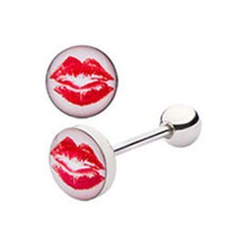 Kiss Tongue Logo - Tongue Ring Logo Kiss Lips 14 Gauge 5/8