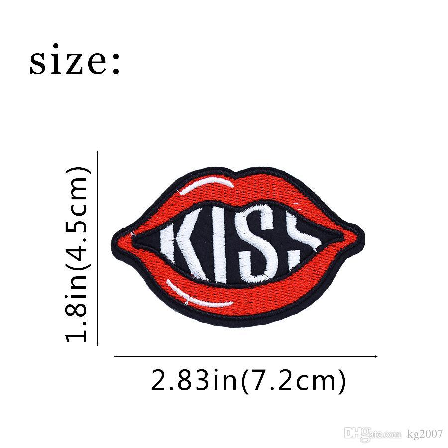 Kiss Tongue Logo - 2019 Kiss Lips Embroidered Patches For Clothing Iron On Transfer ...