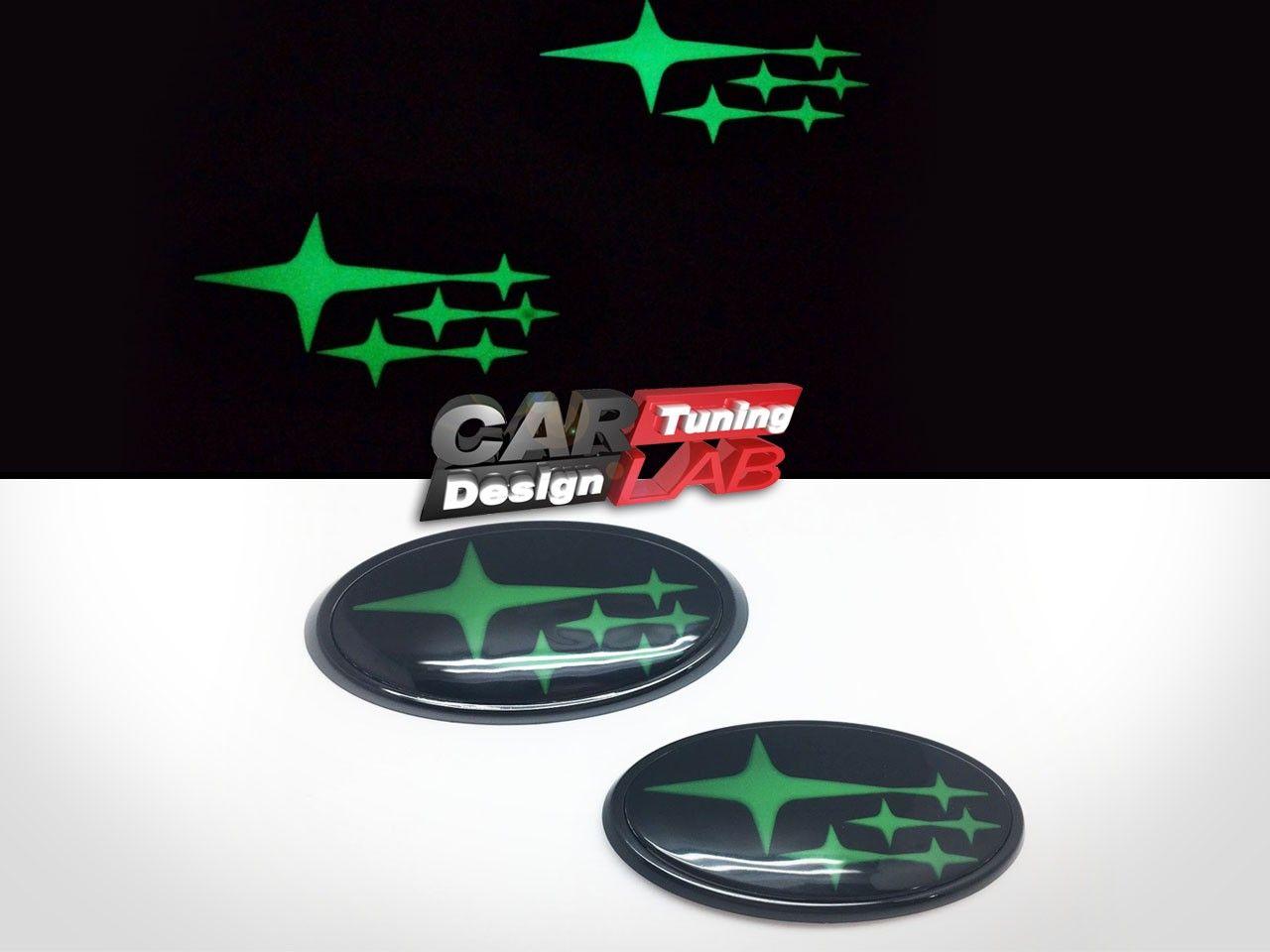 Green Subaru WRX Logo - Front & Rear Green Stars Glowing Glow Badge Emblem For 2015 Up