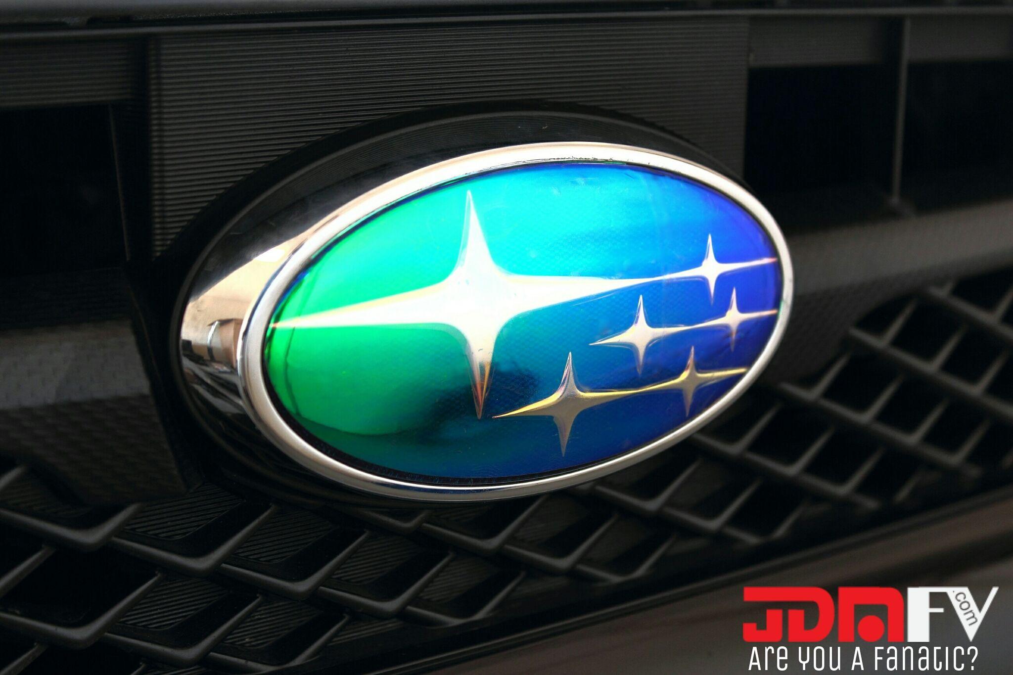 Green Subaru WRX Logo - NEO CHROME Emblem Overlays - 08-14 Subaru WRX STI