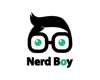 Computer Face Logo - Nerd boy Logo design - #Logo represents a face of geek boy with big