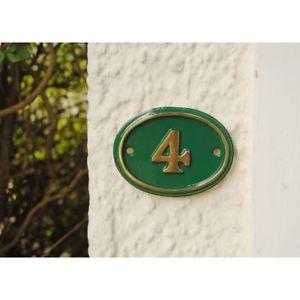 What Has a Green Oval Logo - Polished Brass and Green Oval House Number Signs