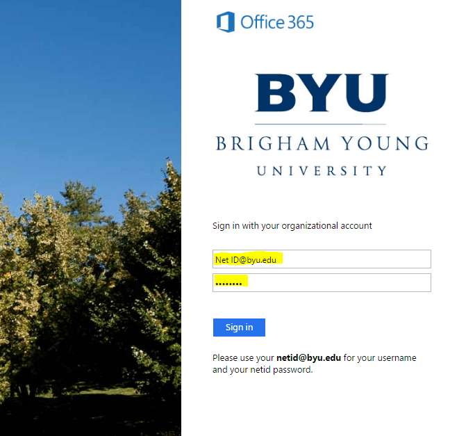 No U of U BYU Logo - Knowledge - Install Office 365
