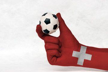 Red Ball White Cross Logo - Mini ball of football in Switzerland flag painted hand on white ...