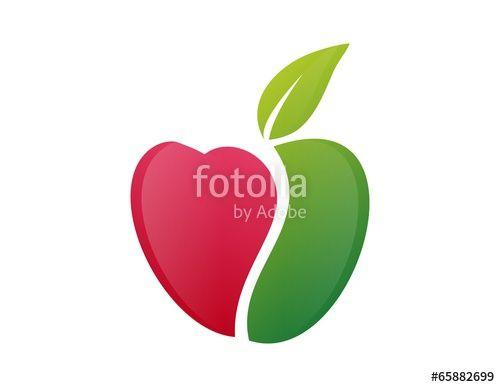 Red and Green Apple Logo - apple logo heart abstract symbol
