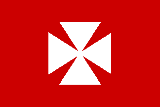 Red Flag with White Cross Logo - Historical Flags (Wallis and Futuna)