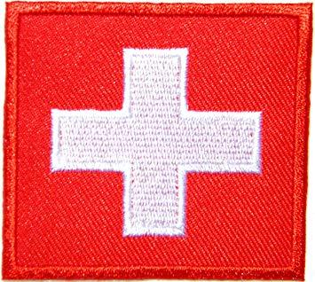 Red Flag with White Cross Logo - Amazon.com: Swiss Switzerland Flag White Cross National Football ...