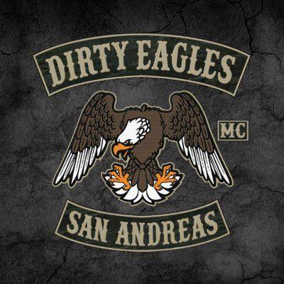 Dirty Eagle Logo - Dirty Eagles MC sun on our backs, two fists in