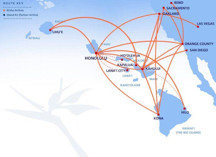 Aloha Airlines Logo - Aloha Airlines route map