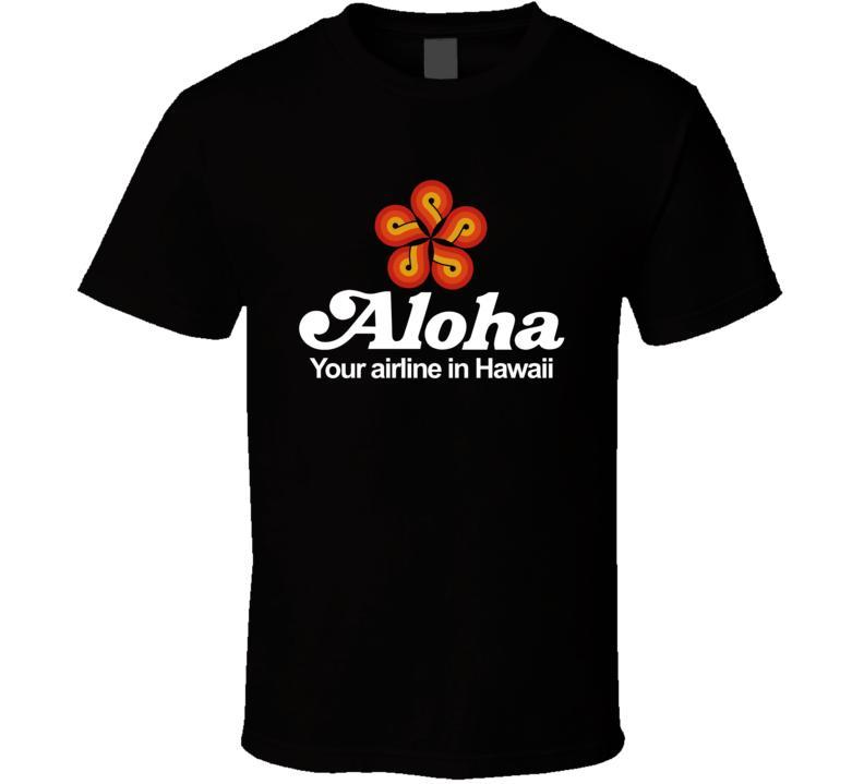 Aloha Airlines Logo - Aloha Airlines Logo Hawaii Flight Black White Tshirt Men'S T Shirt