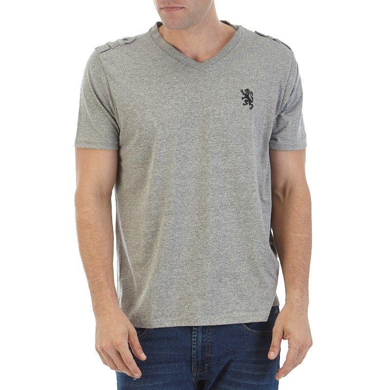 Grey Lion Logo - Mens Grey Grindle V-Neck T-Shirt with Embroidered Lion Logo 463493502
