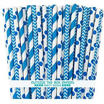 Blue White Stripes with Dot Logo - Amazon.com: Outside the Box Papers Blue Stripe, Chevron and Polka ...